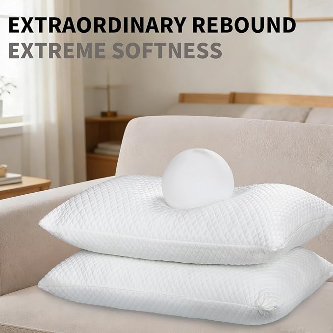 Cooling Pillow for Sleeping King Size Set of 2, Shredded Memory Foam Pillows - Image 3