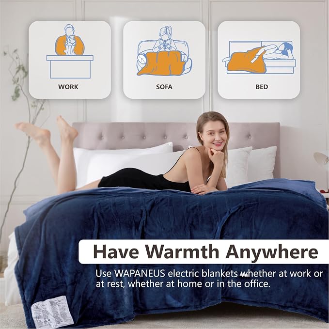 Wapaneus Heated Blanket Electric Blanket 72" x 84" Full Size - Image 4