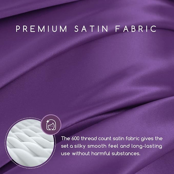 MR&HM Satin Bed Sheets, Twin XL Size Sheets Set - Image 2