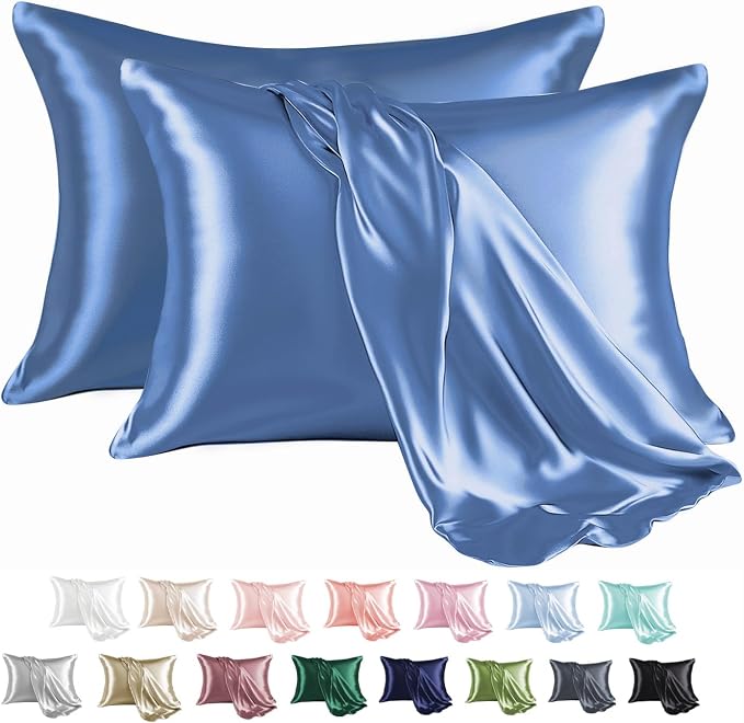 MR&HM Satin Pillowcase for Hair and Skin, Silk Satin Pillowcase 2 Pack by MRHM