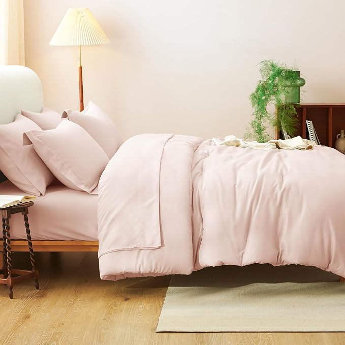 CozyLux Oversized King Comforter Set Blush Pink, 7 Pieces Bed in a Bag - Image 8