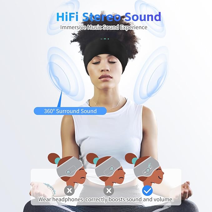 Sleep Headphones Bluetooth 6.0 Headband, 20Hr Headband Headphones - Image 6