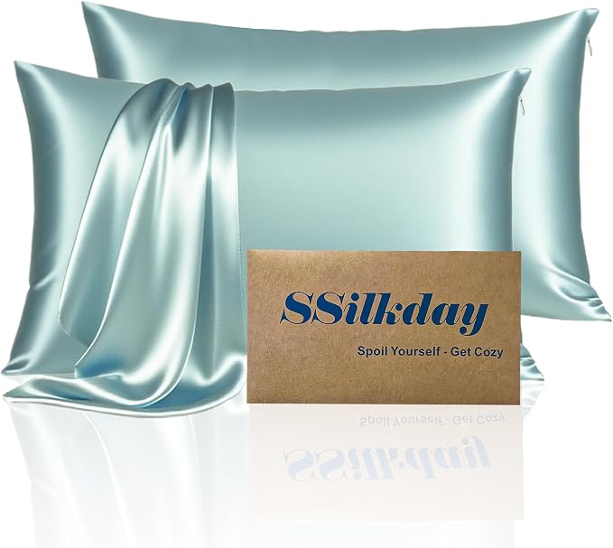 Mulberry Silk King Size Pillow Cases Set of 2, Ultra Smooth Soft Breathable by Unknown