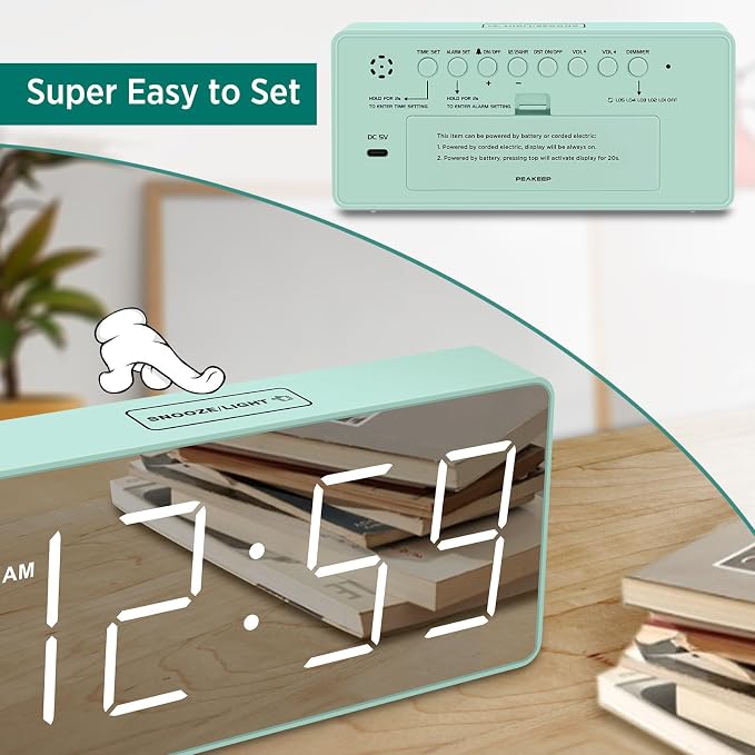 Peakeep Digital Clock, Alarm Clock Battery Backup Powered - Image 6