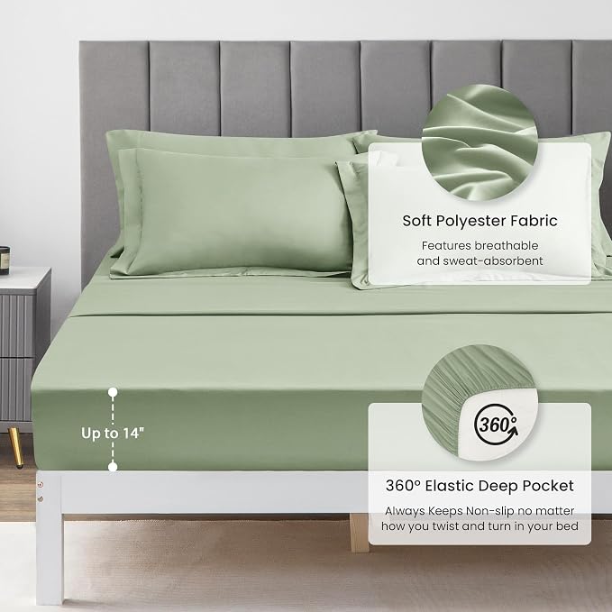 Love's cabin Twin Comforter Set Sage, 5 Pieces Twin Bed in a Bag, All Season - Image 4
