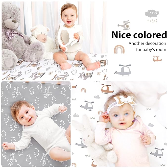 Baby Crib Sheets for Boys and Girls, 3 Pack Toddler Bed Sheets for 52”x28” - Image 6