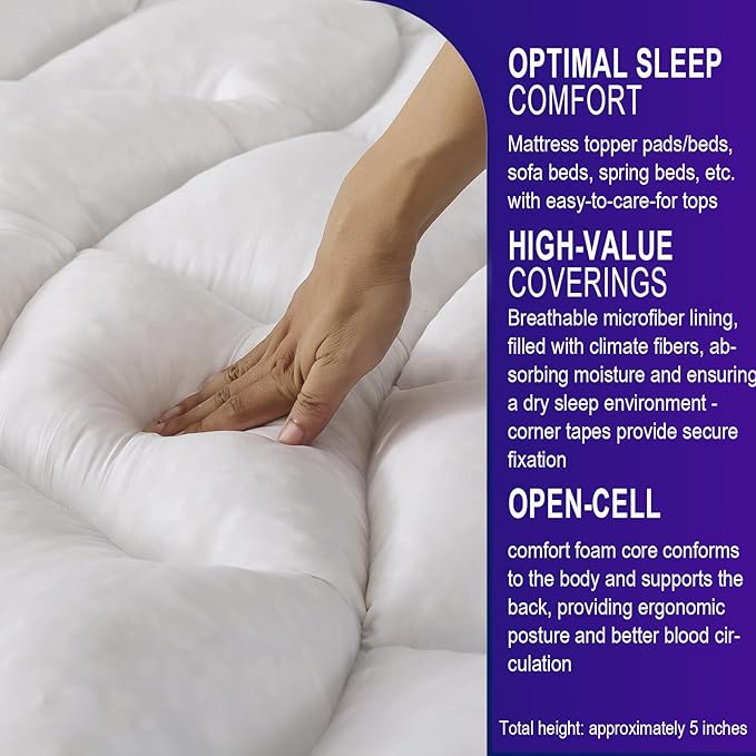 SHOUREN Memory Foam Mattress Topper King - Image 4