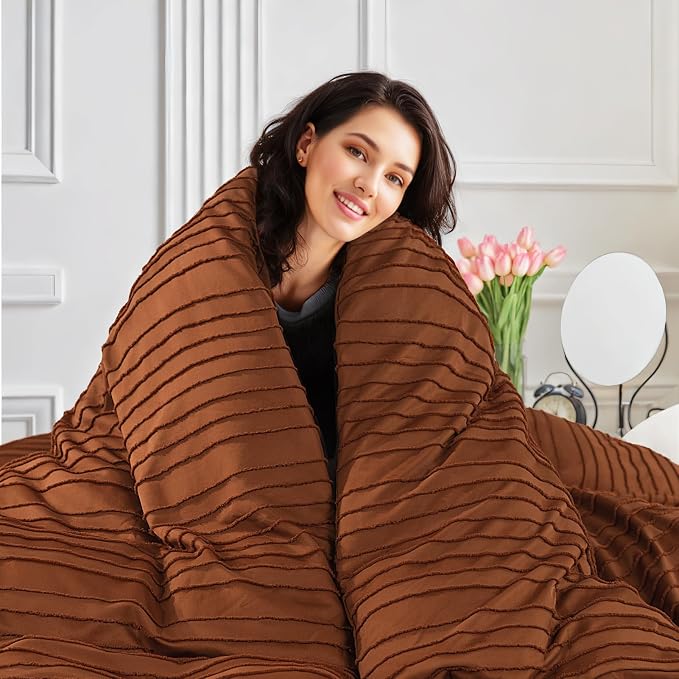 NEXHOME PRO Duvet Cover King, Brunt Orange 3 Pieces Boho Tufted Duvet Cover Set - Image 3