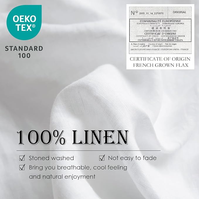 Simple&Opulence 100% Washed Linen Euro Shams 26'' x 26'' Pack of 2, Basic Style - Image 2