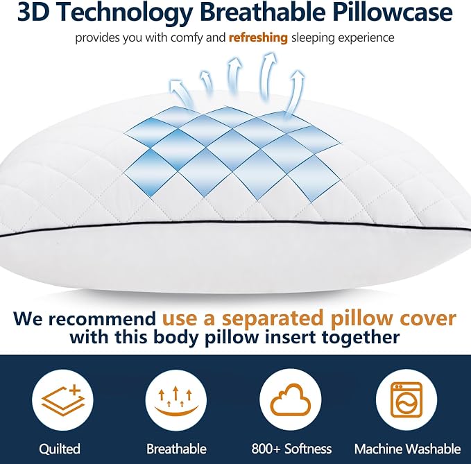 1 MIDDLE ONE Body Pillow, Memory Foam Body Pillows - Image 3