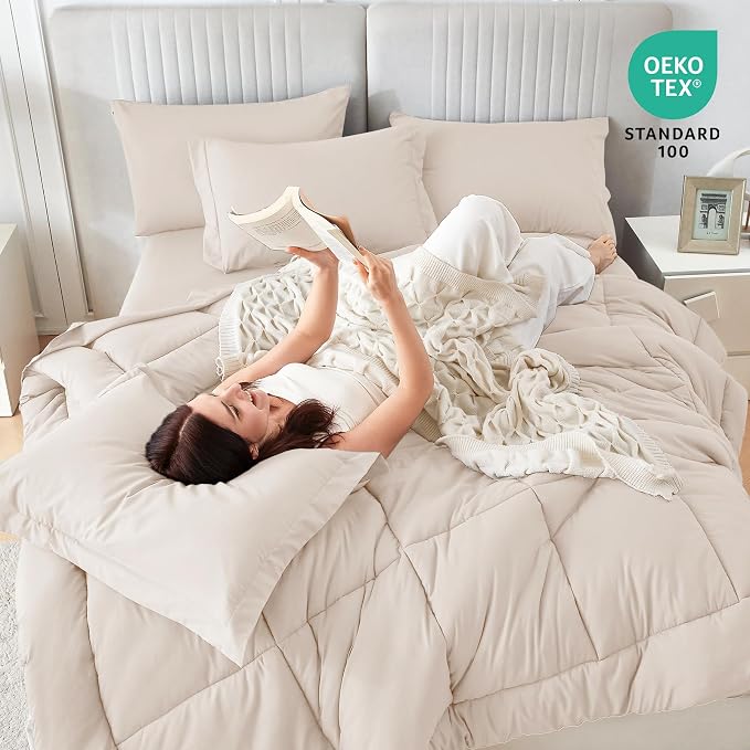 Sasttie Oversized Queen Comforter Set, 7 Pieces Extra Large Bed in a Bag - Image 5