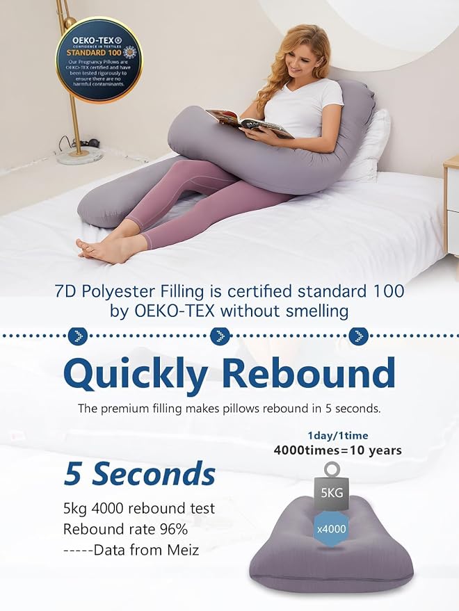 Pregnancy Pillow for Sleeping, U Shaped Maternity Pillow - Image 5