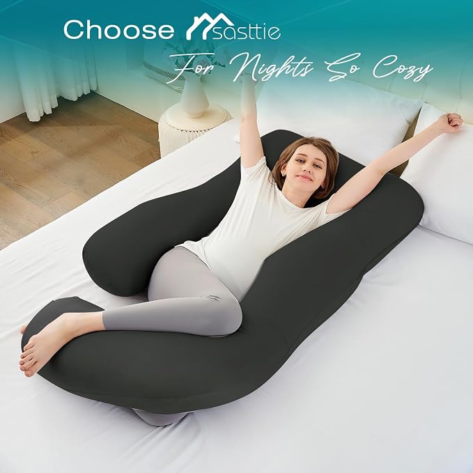 Sasttie Pregnancy Pillows for Sleeping, U Shaped Cooling Full Body Pillow - Image 8