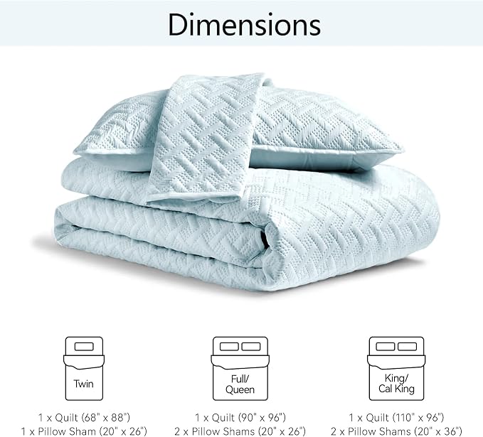 FLYMME Quilts King Size, Lightweight Sky Blue Bedspreads, Basket Weave Pattern - Image 4