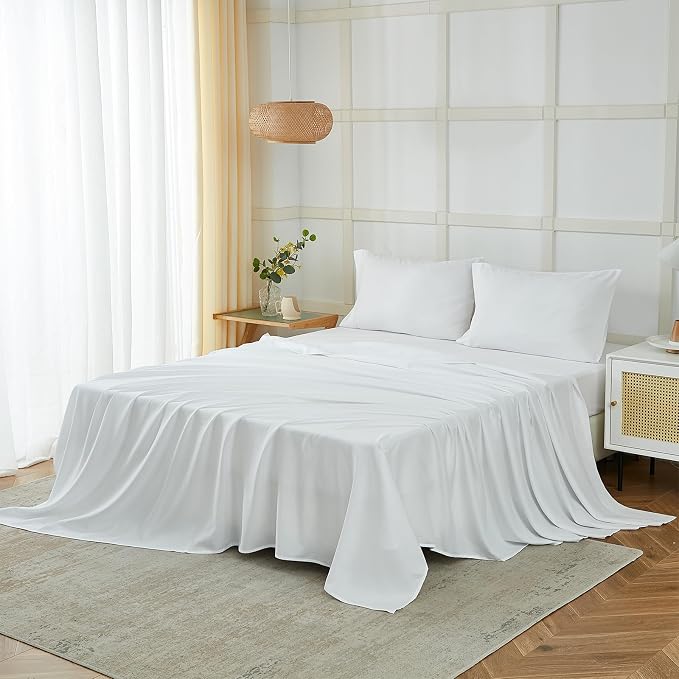 ILAVANDE White Sheets Set 4 Piece, Hotel Luxury Super Soft 1800 Series - Image 8