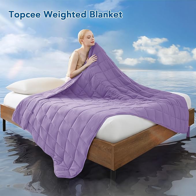 Topcee Weighted Blanket for Adults Twin Size Soft Cooling Heavy Blanket Sleeping - Image 2