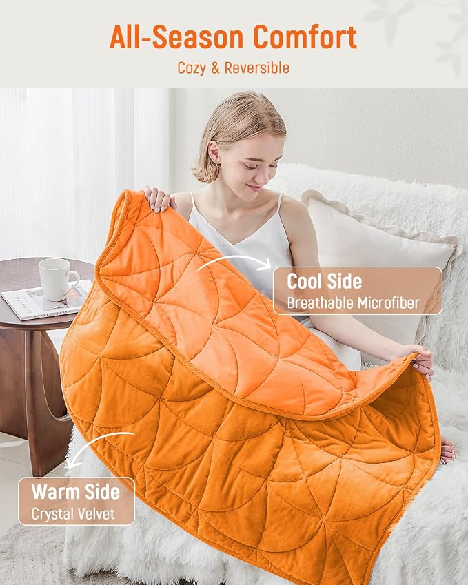 Weighted Lap Blanket 7 lbs for Adults, Luxury Soft Small Weighted Blanket - Image 3