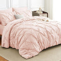 HIMEET Pintuck Bed in a Bag, 7 Pieces Queen Size Comforter Set Blush Pink by Unknown