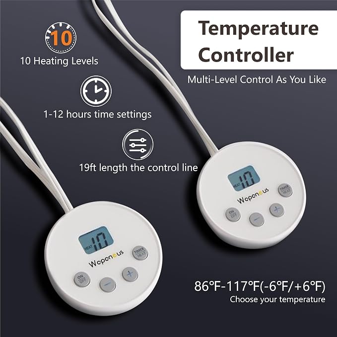 Wapaneus Heated Blanket Electric Queen Size 84"x90"-Dual Control - Image 7