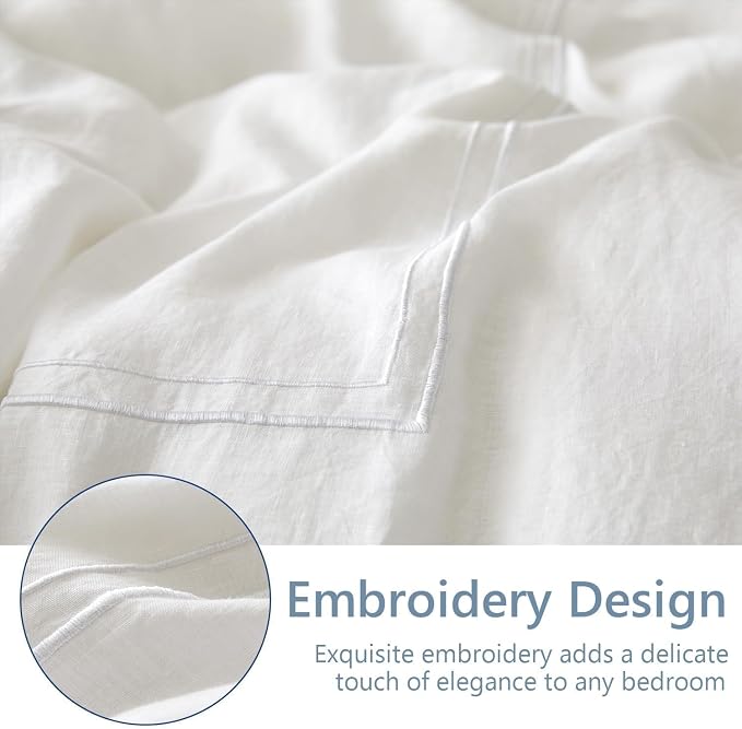 Simple&Opulence 100% Washed Linen Duvet Cover Set 88"x92" - Image 8