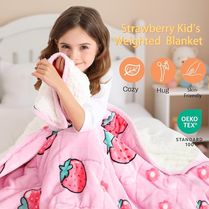 Weighted Blanket 7 pounds Twin Size 41"x 60", Soft Sherpa Fleece Heavy Blanket - Image 5