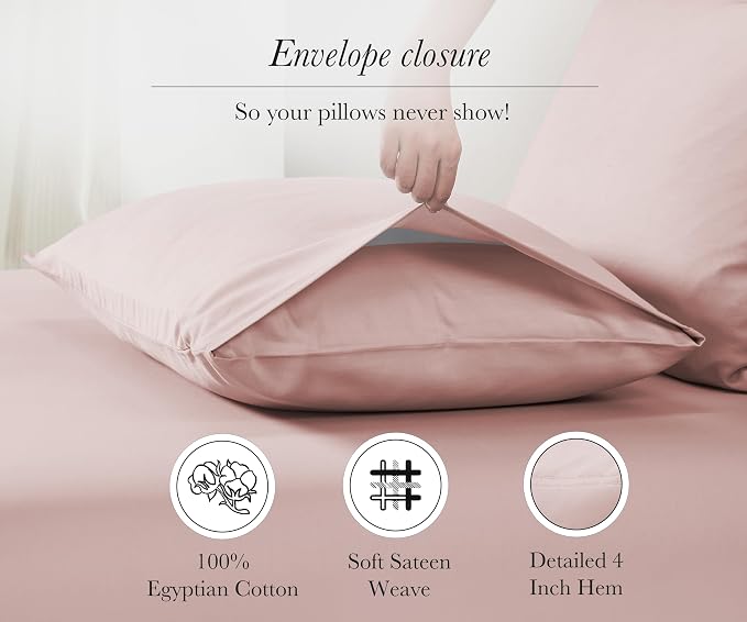 California Design Den Standard/Queen Pillow Cases Set of 2-100% Egyptian Cotton - Image 5