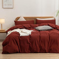 BESTOUCH Duvet Cover Set 100% Washed Cotton Linen Feel Super Soft Comfortable by BESTOUCH