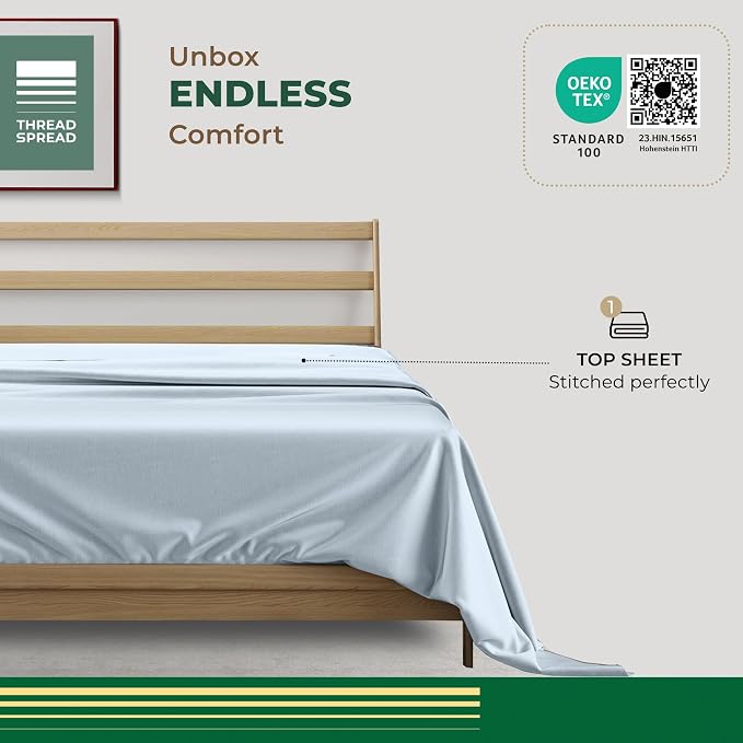 THREAD SPREAD 100% Organic Cotton Percale Flat Sheet Twin XL Size - Image 3