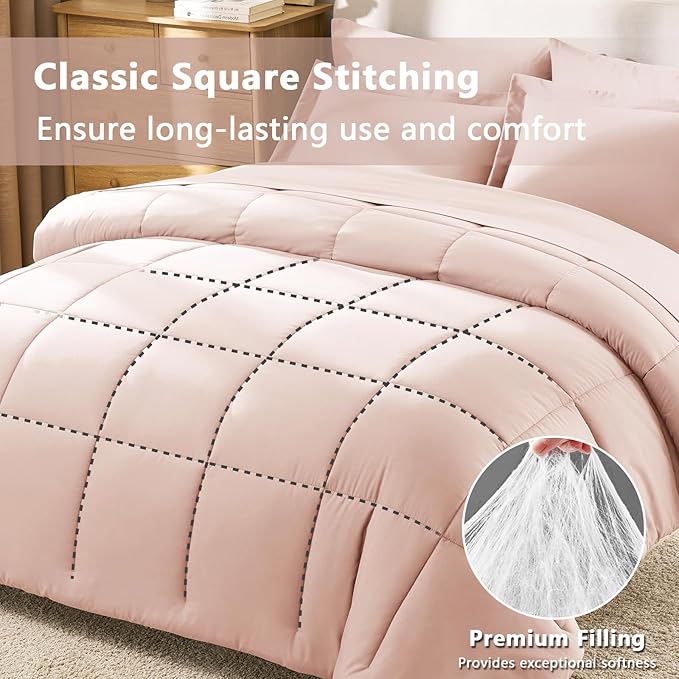 CozyLux Full Size Comforter Sets Blush Pink - Image 4