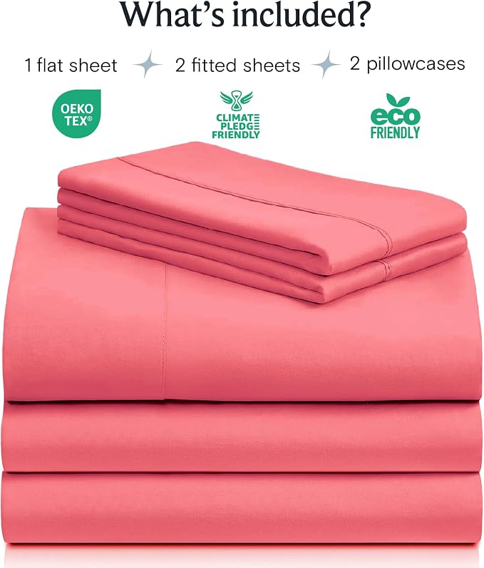LuxClub 5 PC Sheet Set Bed Sheets Deep Pockets 16" Eco Friendly Wrinkle Free - Image 2