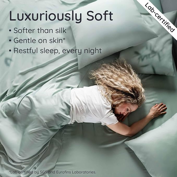 Bambaw Fitted Sheet with Elastic Corner Straps, 100% Viscose Derived from - Image 4