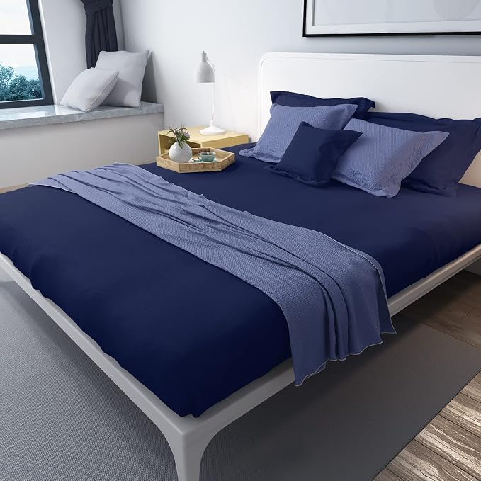 Lirex Navy Blue Twin Flat Sheet Only, Ultra Soft & Breathable Brushed 1800 - Image 5