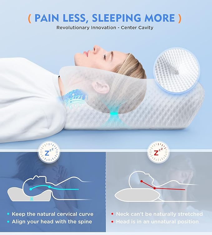 Osteo Cervical Pillow for Neck Pain Relief, Hollow Design Odorless Memory Foam - Image 2