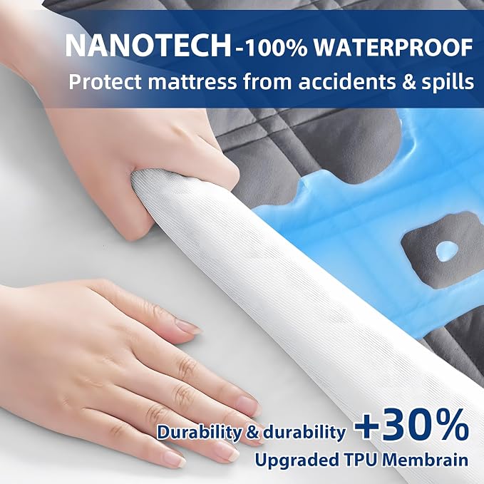 MEELUS Full Mattress Protector, Breathable Waterproof Mattress Pad Cover Fitted - Image 3