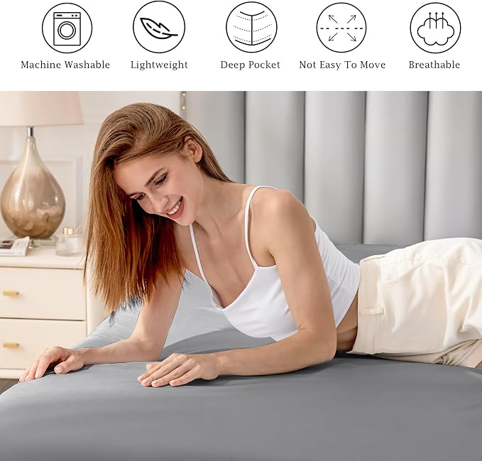 FreshCulture Pure Cotton Fitted Sheets Twin Size, 300 Thread Count Percale - Image 5
