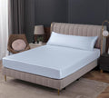Homiest Baby Blue Satin Fitted Sheet Queen Size, Deep Pocket, Luxury & Ultra by Homiest