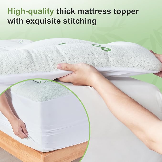 Full Size Mattress Topper Viscose Derived from Bamboo, Soft Thick Pillow Top - Image 5