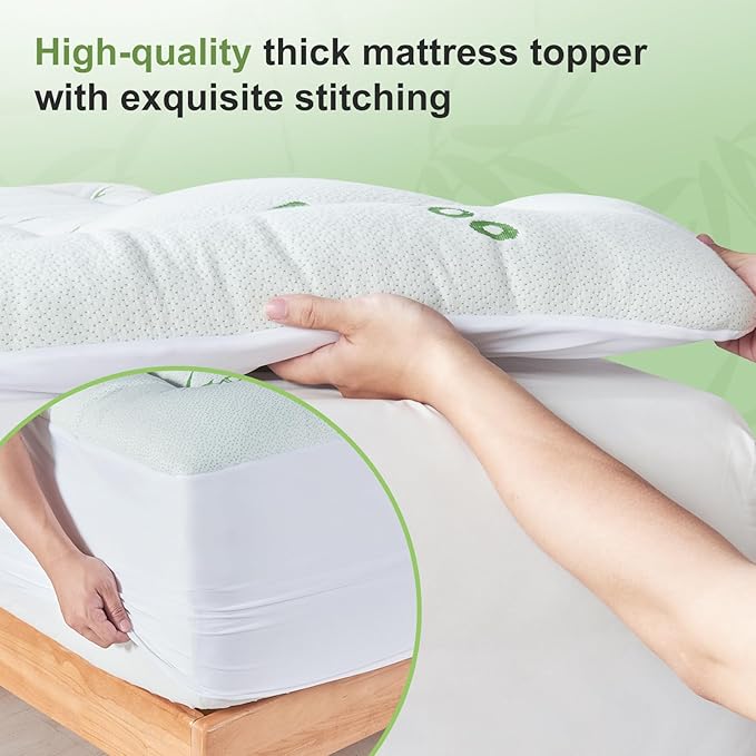 King Size Mattress Topper Viscose Derived from Bamboo, Soft Thick Pillow Top - Image 5