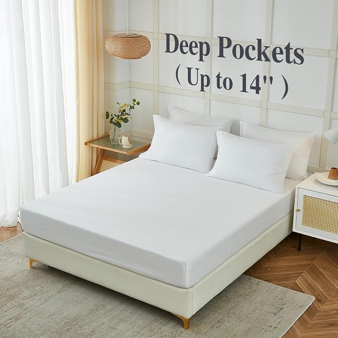 ILAVANDE White Queen Sheets Set 6 Piece, Hotel Luxury Super Soft 1800 Series - Image 3