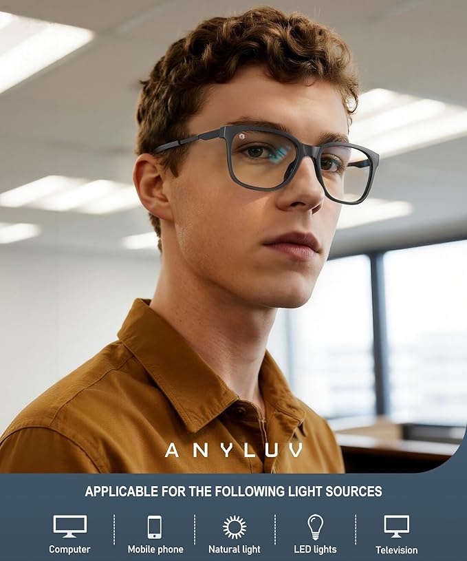 ANYLUV Blue Light Glasses for Men, Lightweight Computer Gaming Glasses - Image 2