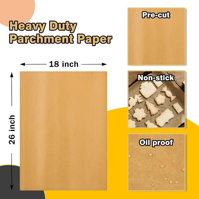 Katbite 200Pcs 18x26 inches Parchment Paper Sheets, Heavy Duty Unbleached - Image 2