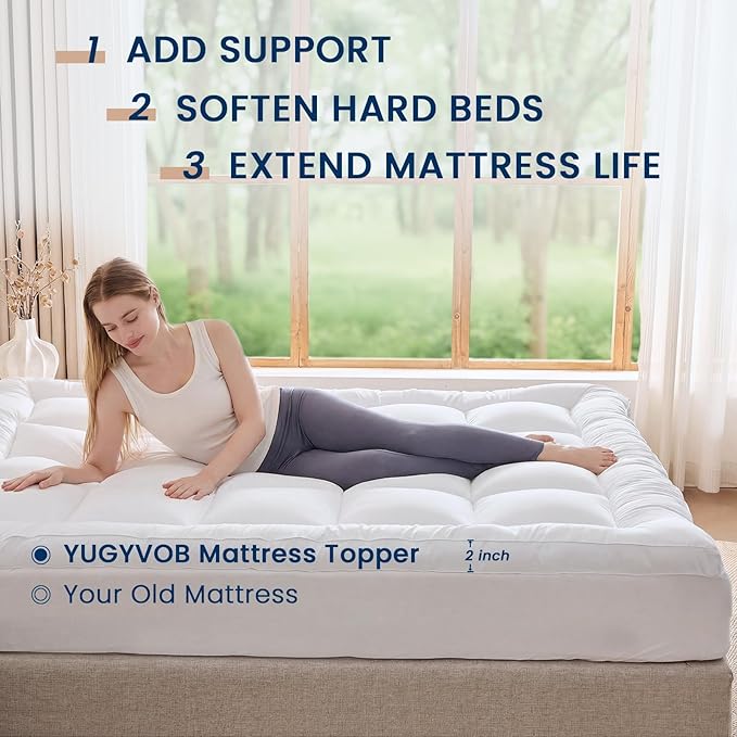 YUGYVOB Mattress Pad Extra Thick, and Breathable King Mattress Topper 8-21" - Image 6