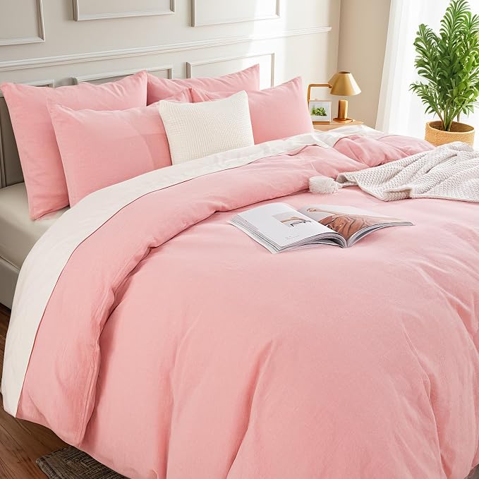 NEXHOME PRO Duvet Cover Full 100% Washed Cotton, Organic Natural Linen Like - Image 4