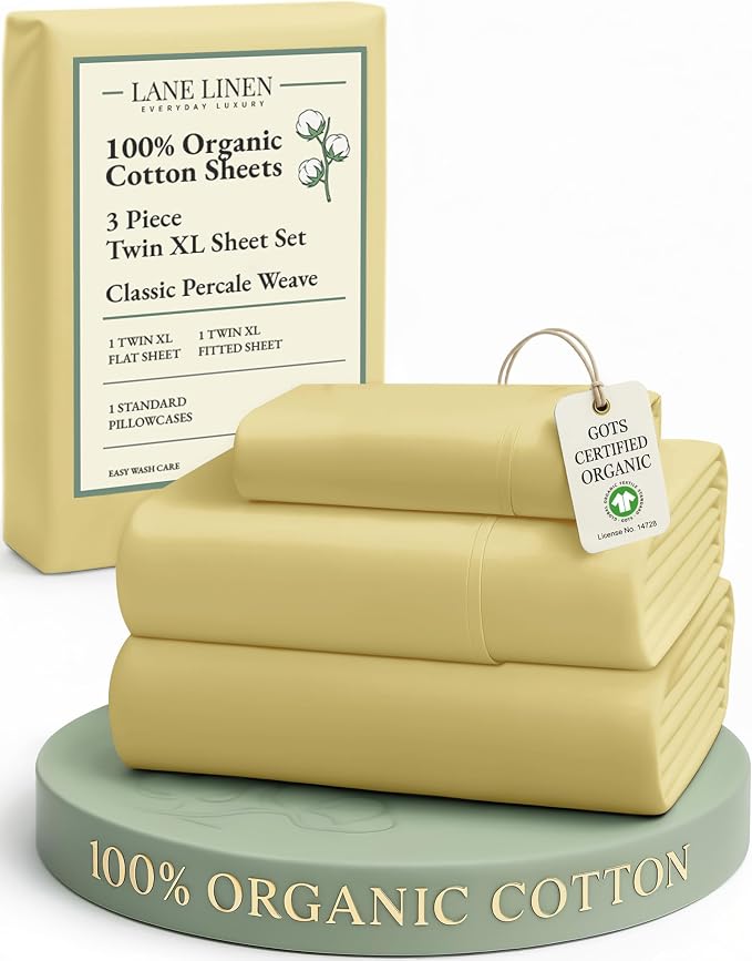 LANE LINEN Eco Friendly 100% Organic Cotton Fully Elasticized Twin XL Sheet Set by LaneLinen