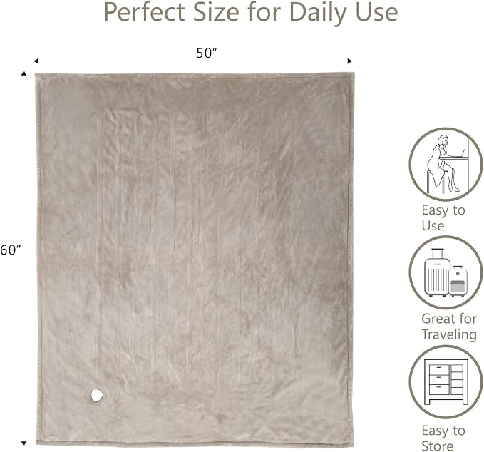 Tefici Heated Blanket Throw 50"x60", Ultra Soft 2-Layer Flannel Electric Blanket - Image 8