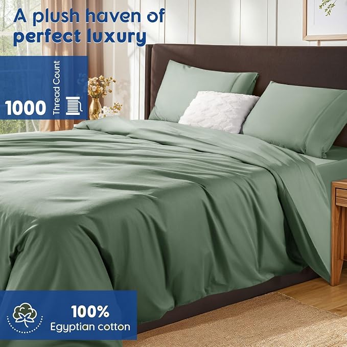 SONORO KATE 100% Egyptian Cotton Duvet Cover King Size, 1000 Thread Count - Image 2
