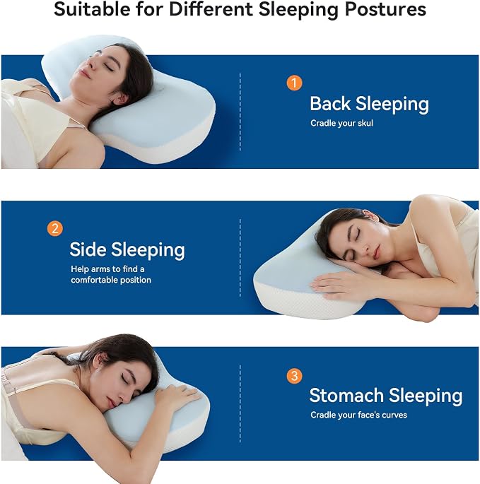 Cervical Pillow for Neck and Shoulder Support, Memory Foam Ergonomic Contour - Image 7