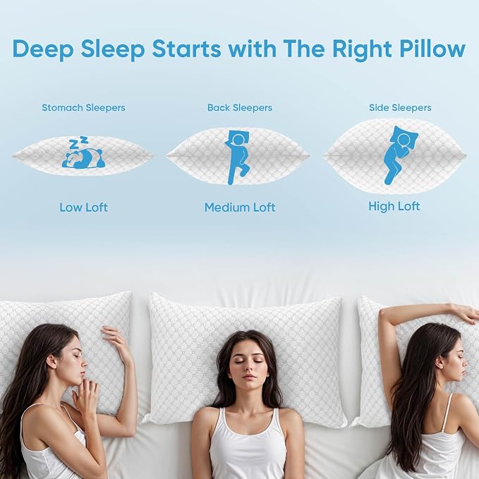 OAISZ Shredded Memory Foam Pillow, Standard Size Cooling Adjustable Firm Bed - Image 6