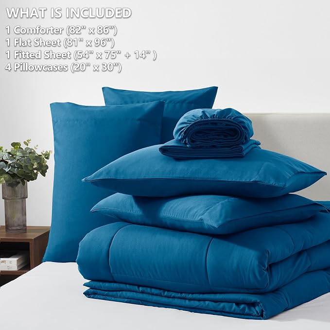 CozyLux Full Size Comforter Sets Teal, 7 Pieces Bed in a Bag, Teal Comforter - Image 6