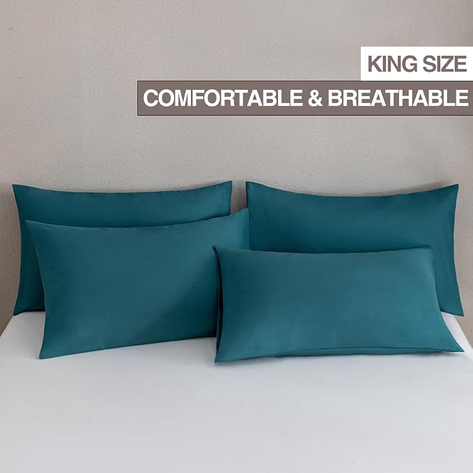MINIPANDA Blue-Green King Size Pillow Cases Set of 4 - Image 2